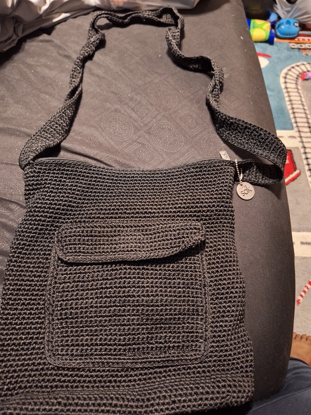 The Sak Crochet Crossbody Bag in Black